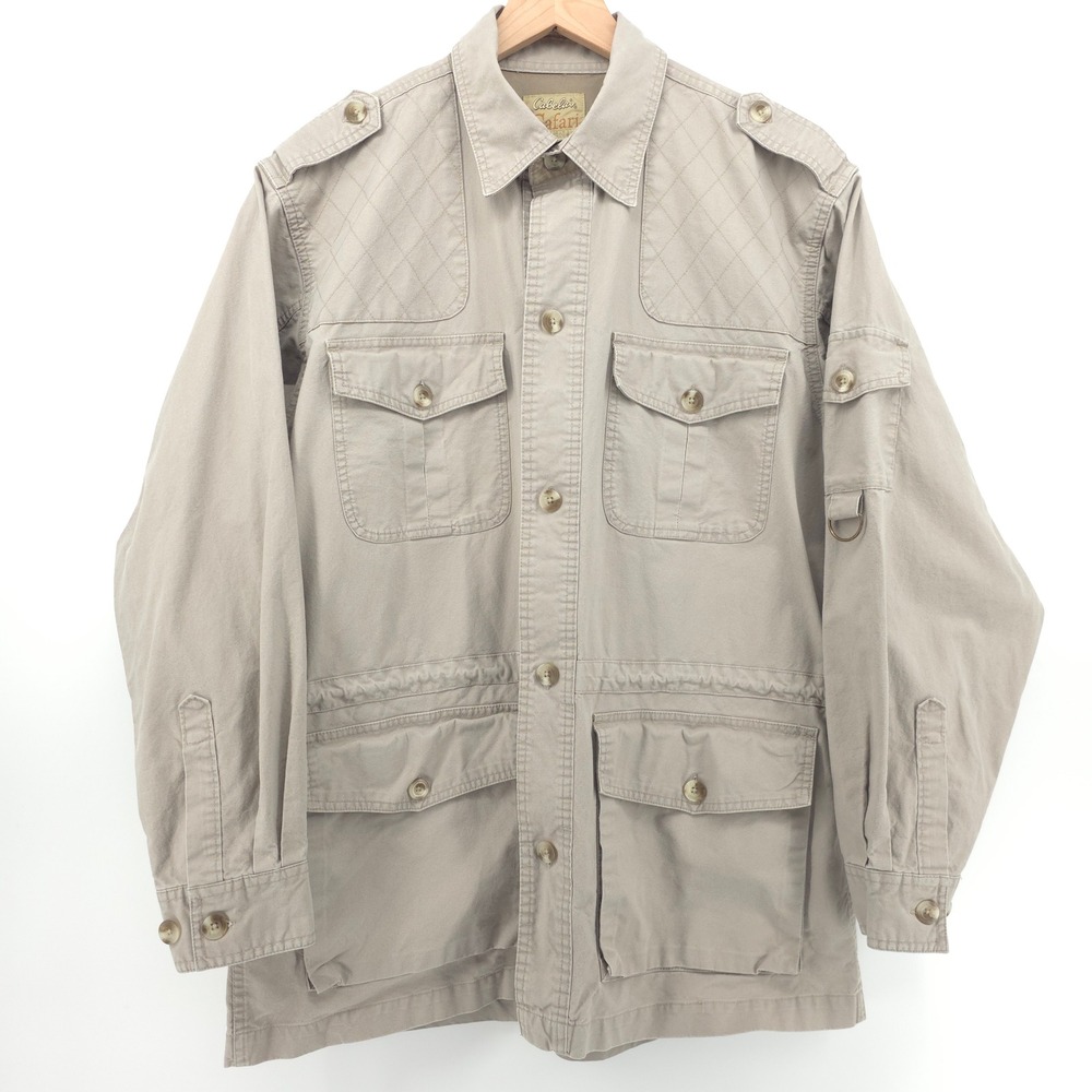 Cabela's Mens Safari Jacket Safari Series L Khaki Tan Utility Field Coat